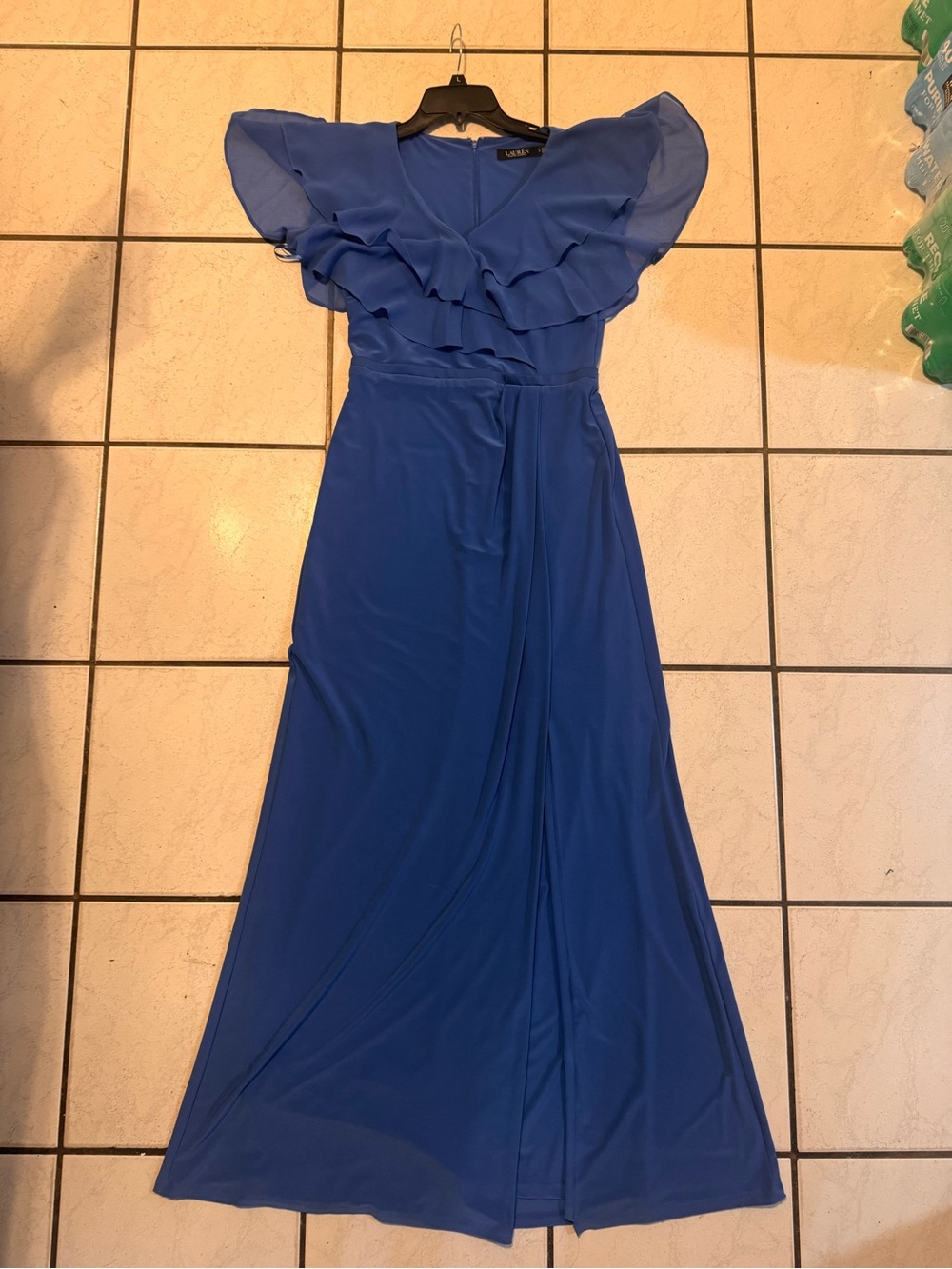Ralph Lauren Elegant Royal Blue Ruffled Maxi Dress